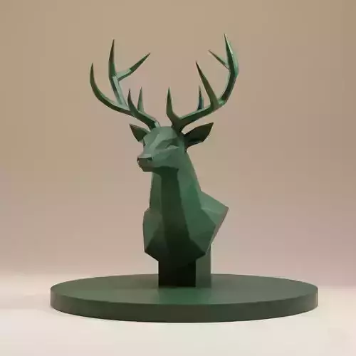 low poly deer bust Sculpture