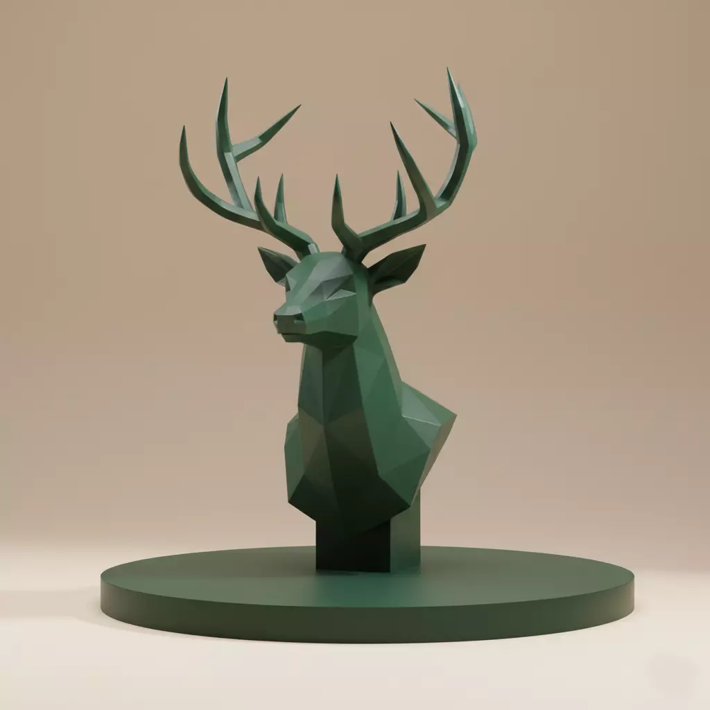 low poly deer bust Sculpture 3D print model