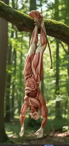 Flayed and Hanged Human Ideal for Horror Scenes