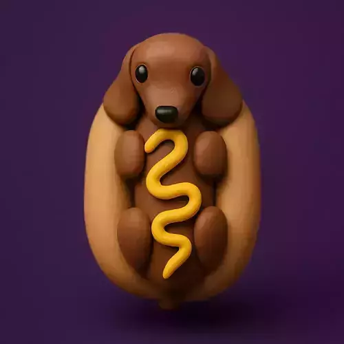 Dachshund Hot Dog Mustard Pup toy 3D print model