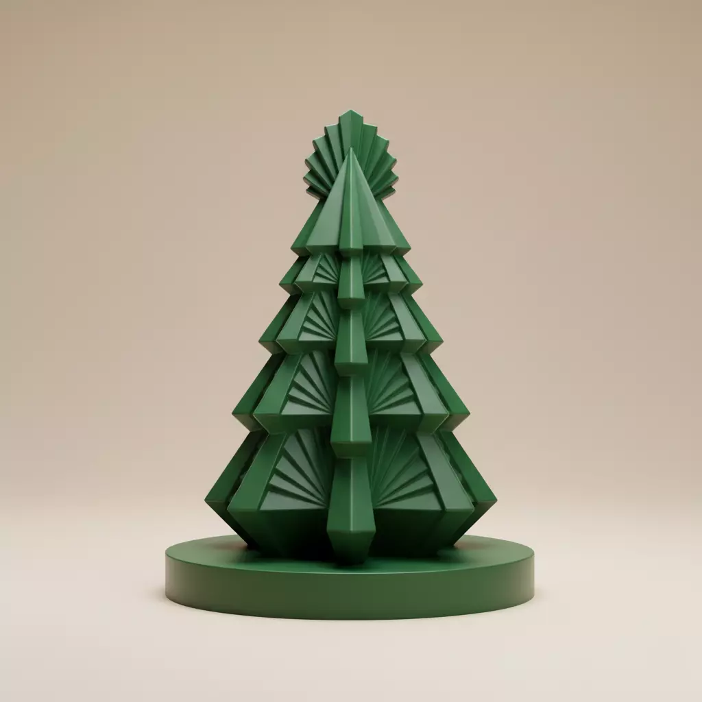 low poly Christmas tree Sculpture 3D print model_0