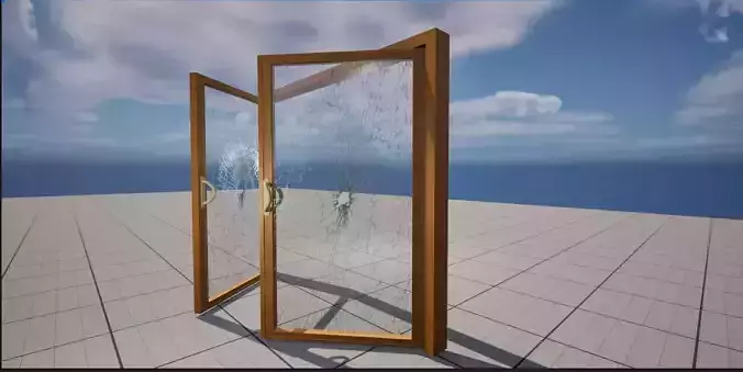 Double Glass Doors High Poly Showcase Asset for Unreal Low-poly 3D model