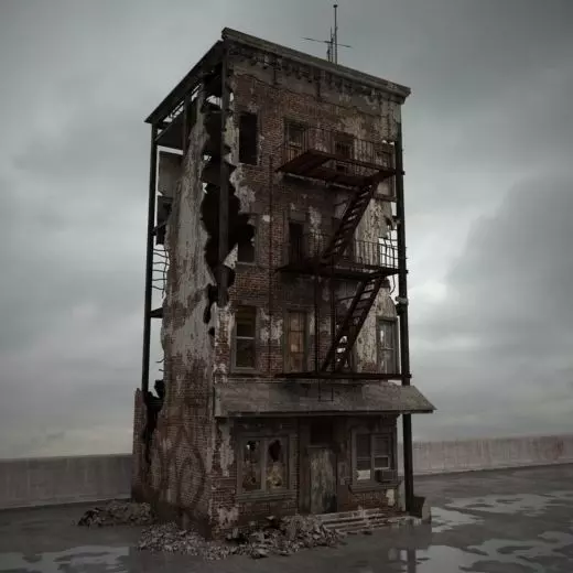 destroyed building 084 am165 3D model_0