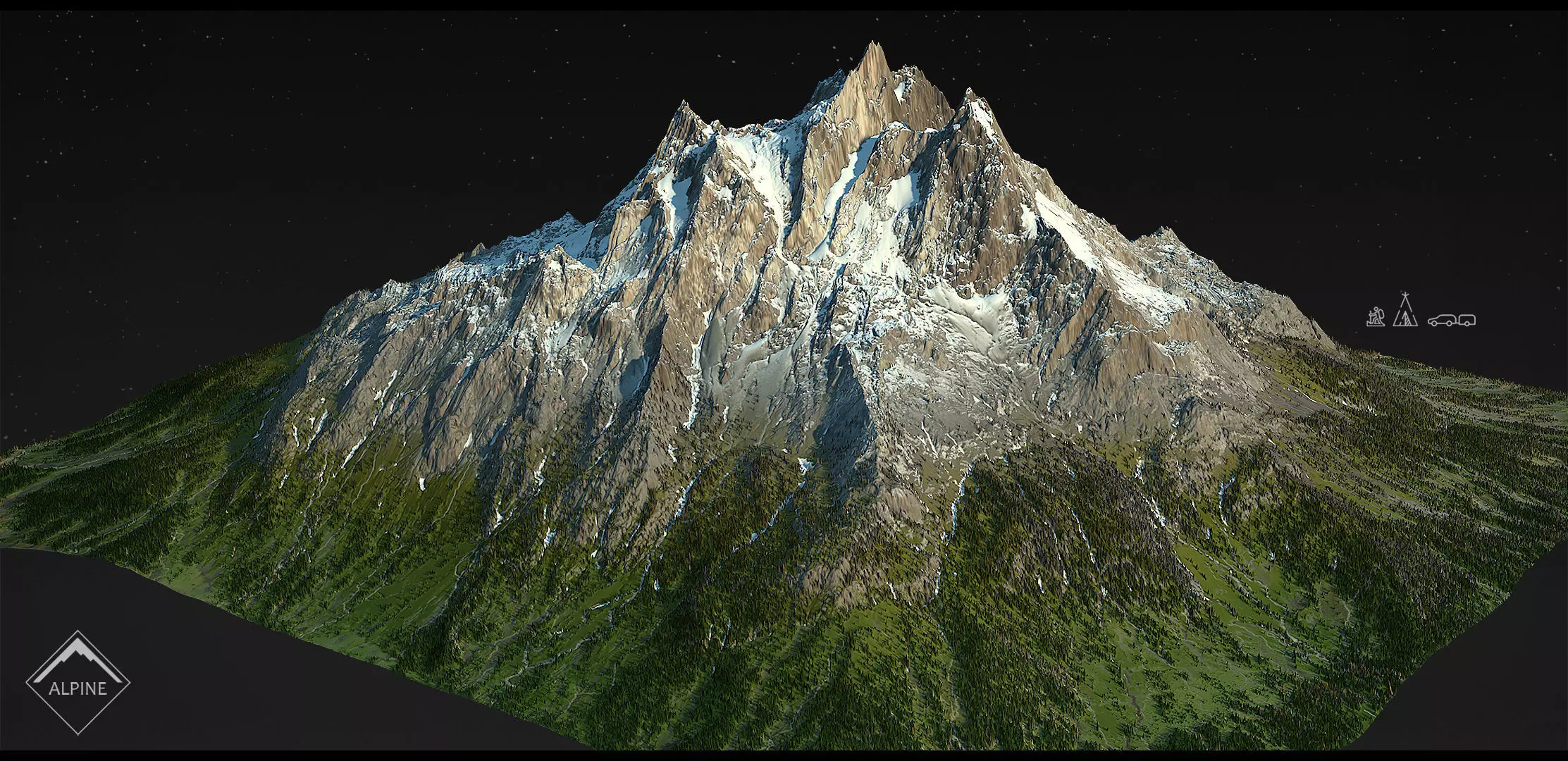 Alpine mountains Pack - 8 Gameready Meshes 3D model_11