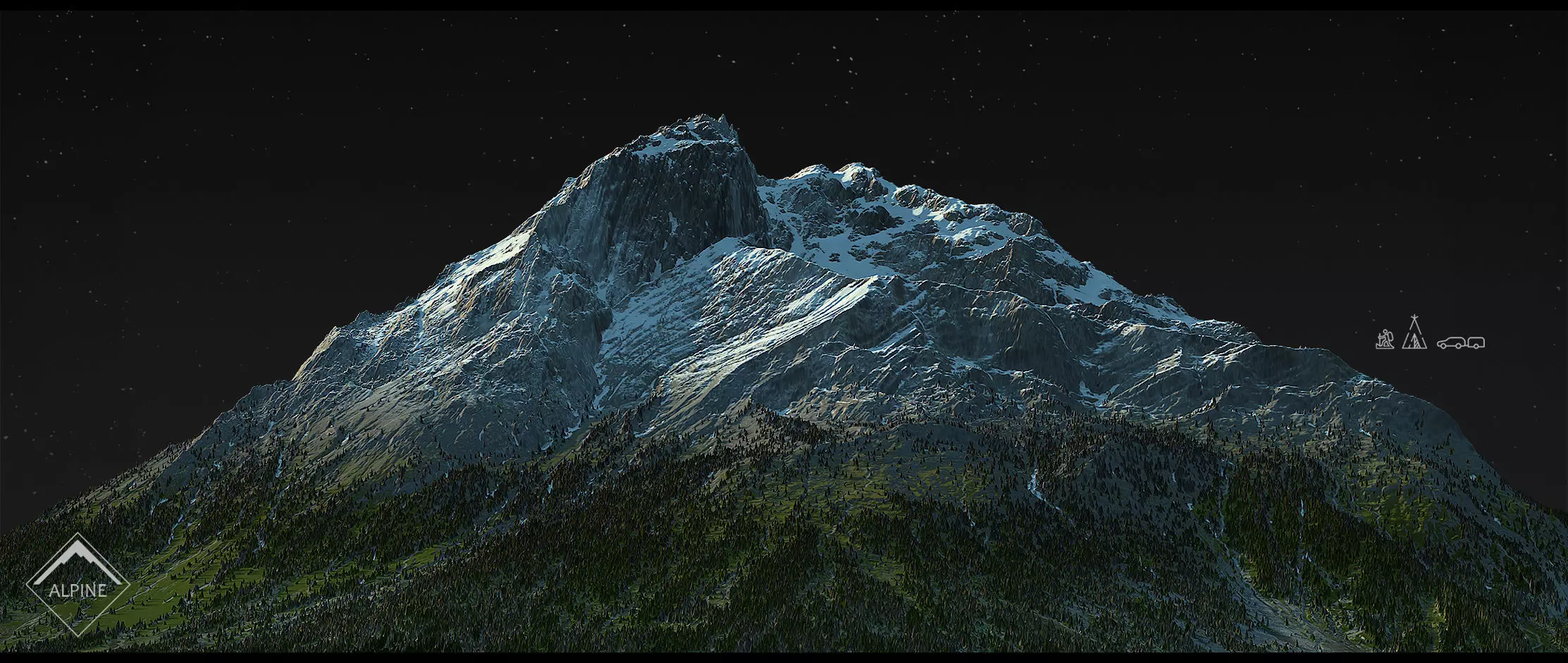 Alpine mountains Pack - 8 Gameready Meshes 3D model_7