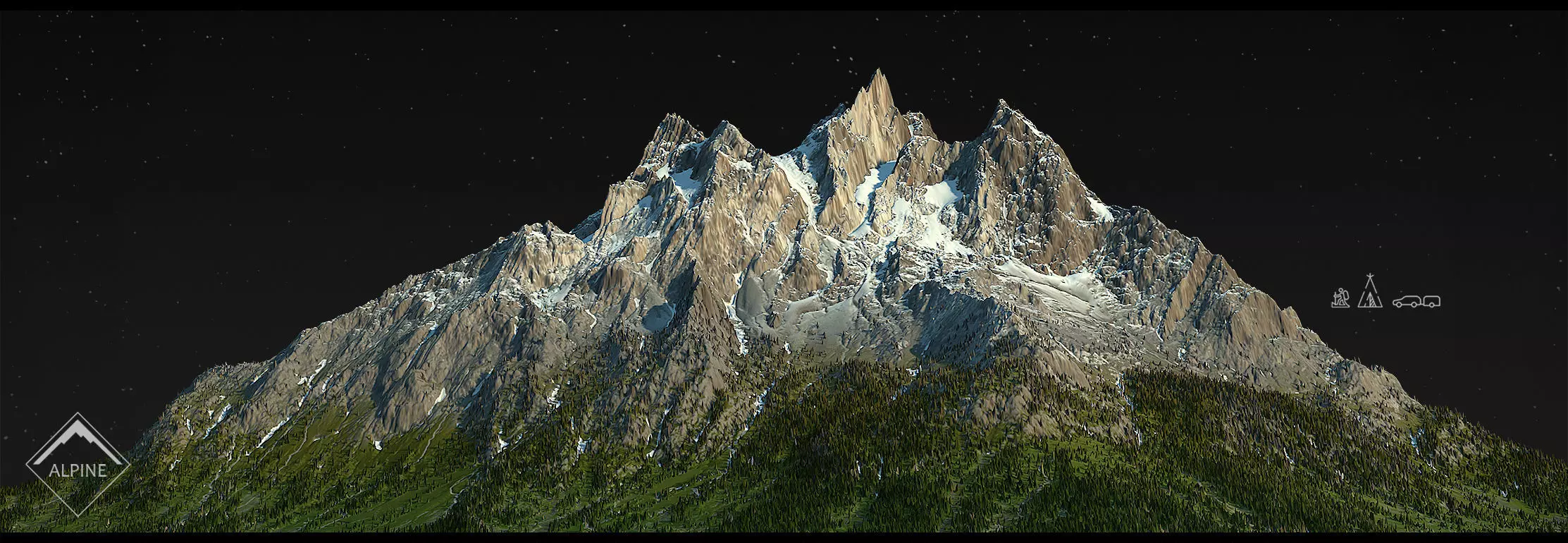 Alpine mountains Pack - 8 Gameready Meshes 3D model_10