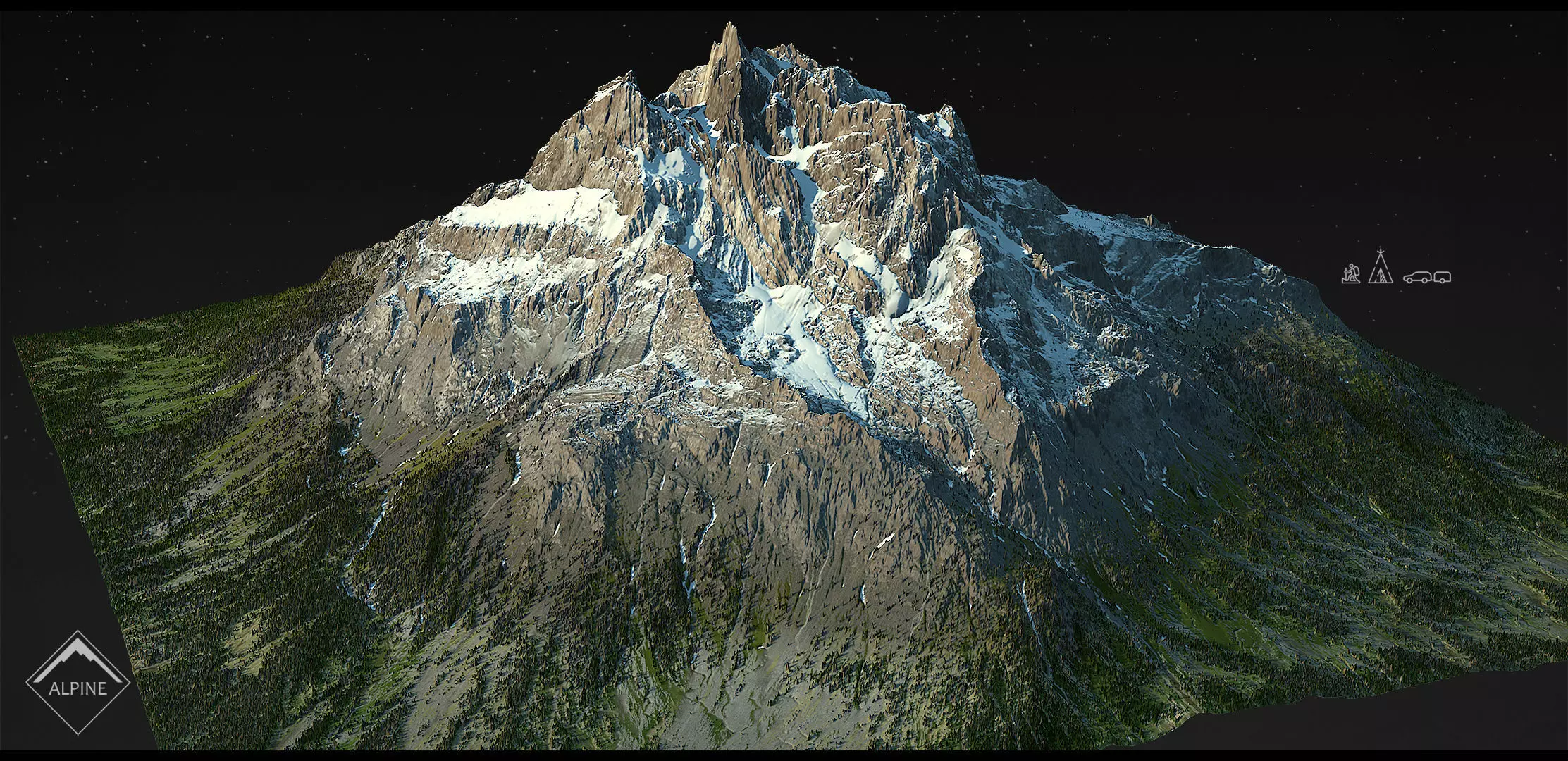 Alpine mountains Pack - 8 Gameready Meshes 3D model_0