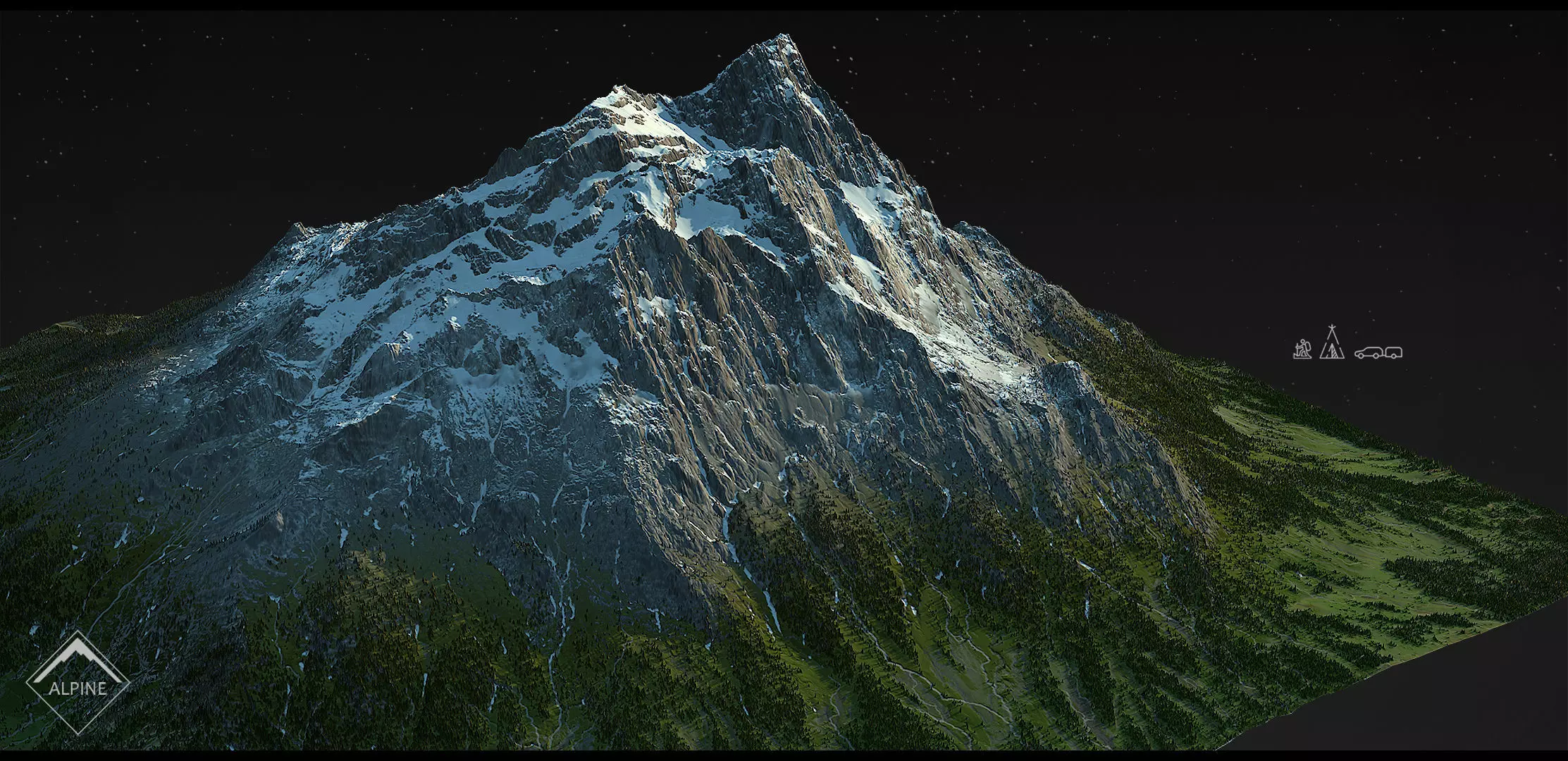 Alpine mountains Pack - 8 Gameready Meshes 3D model_14