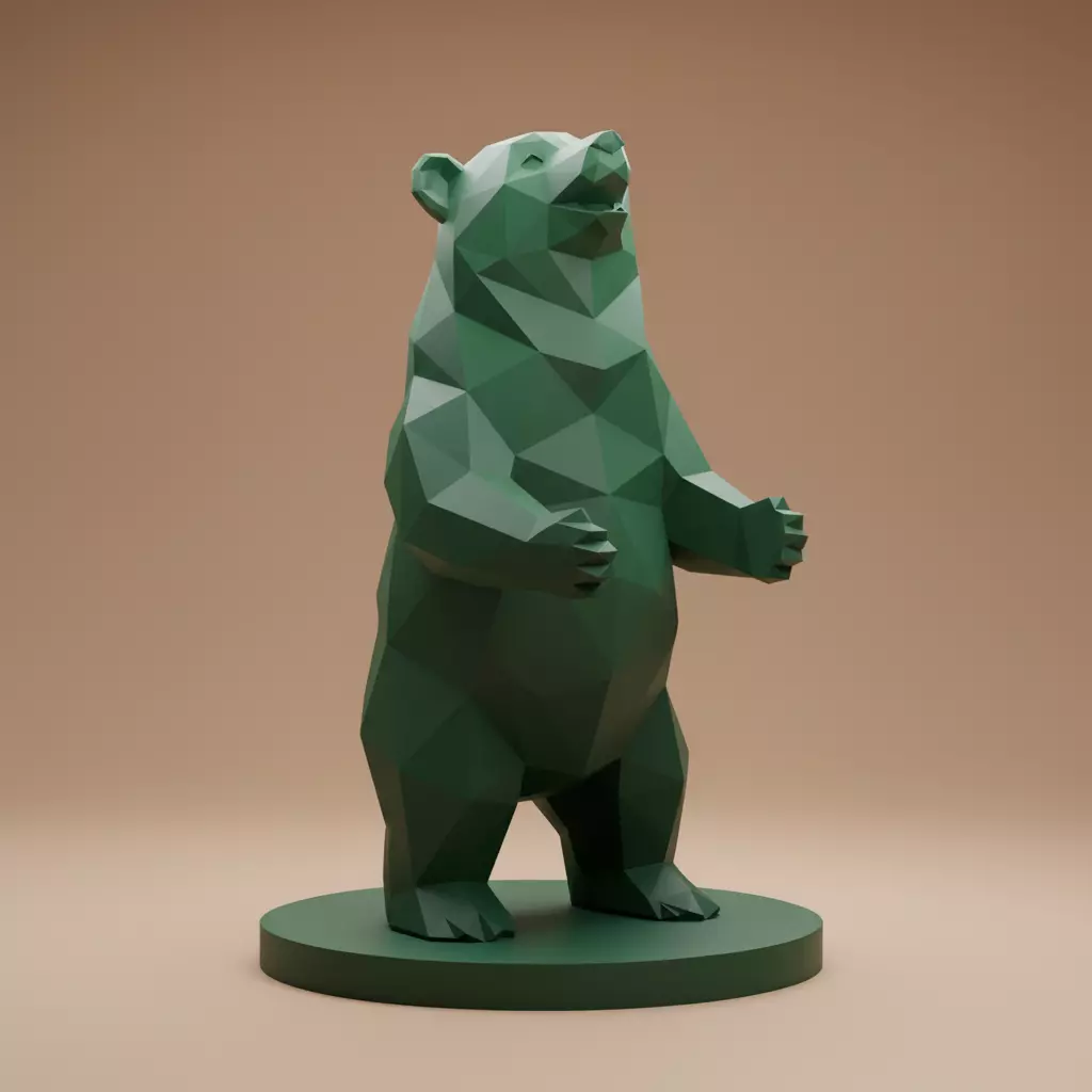 low poly standing bear Sculpture 3D print model