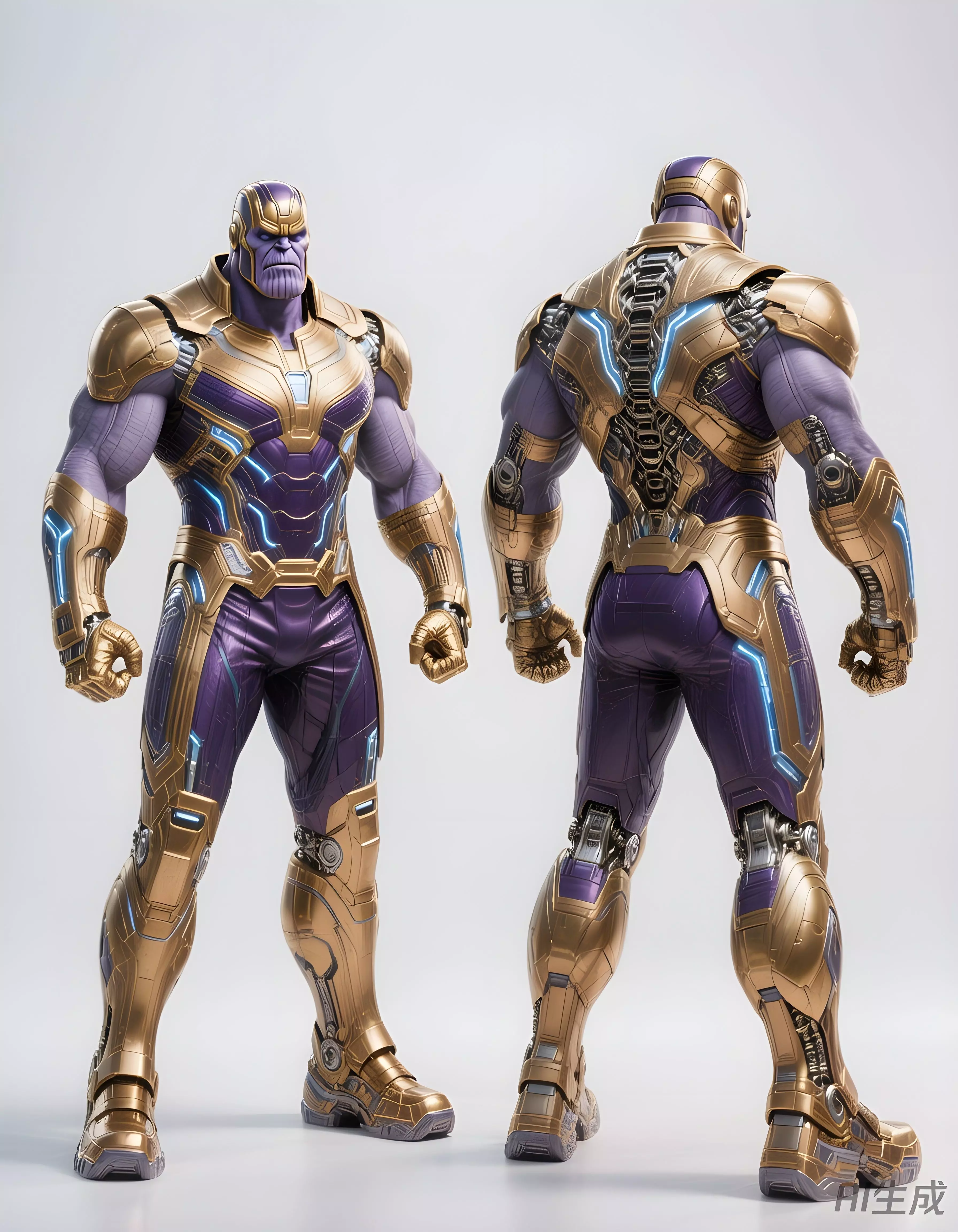 Thanos in  Iron Man Style Exosuit  Gold  Violet Cyber Armor 3D model_0