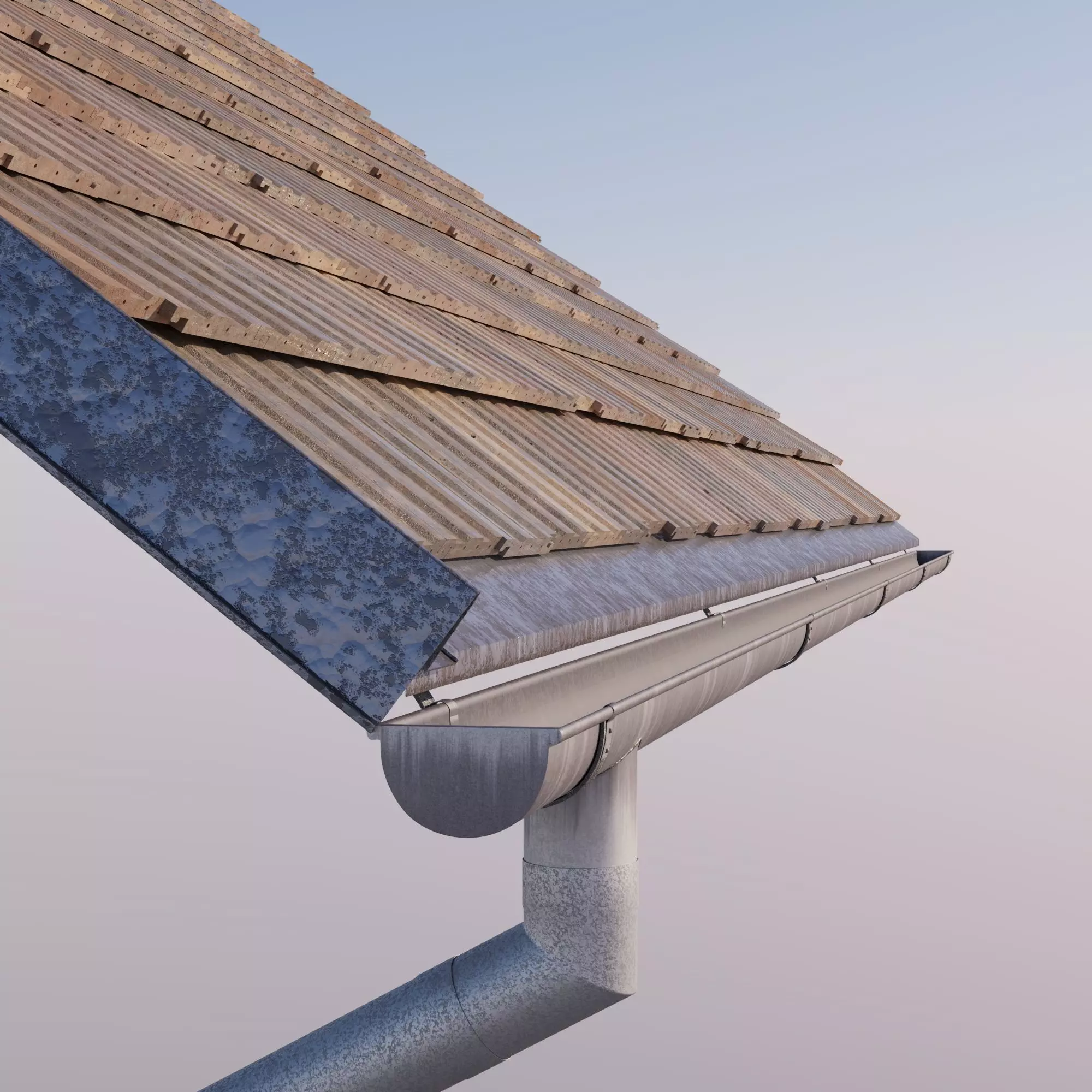 Rustic Central European roof 3D model_4