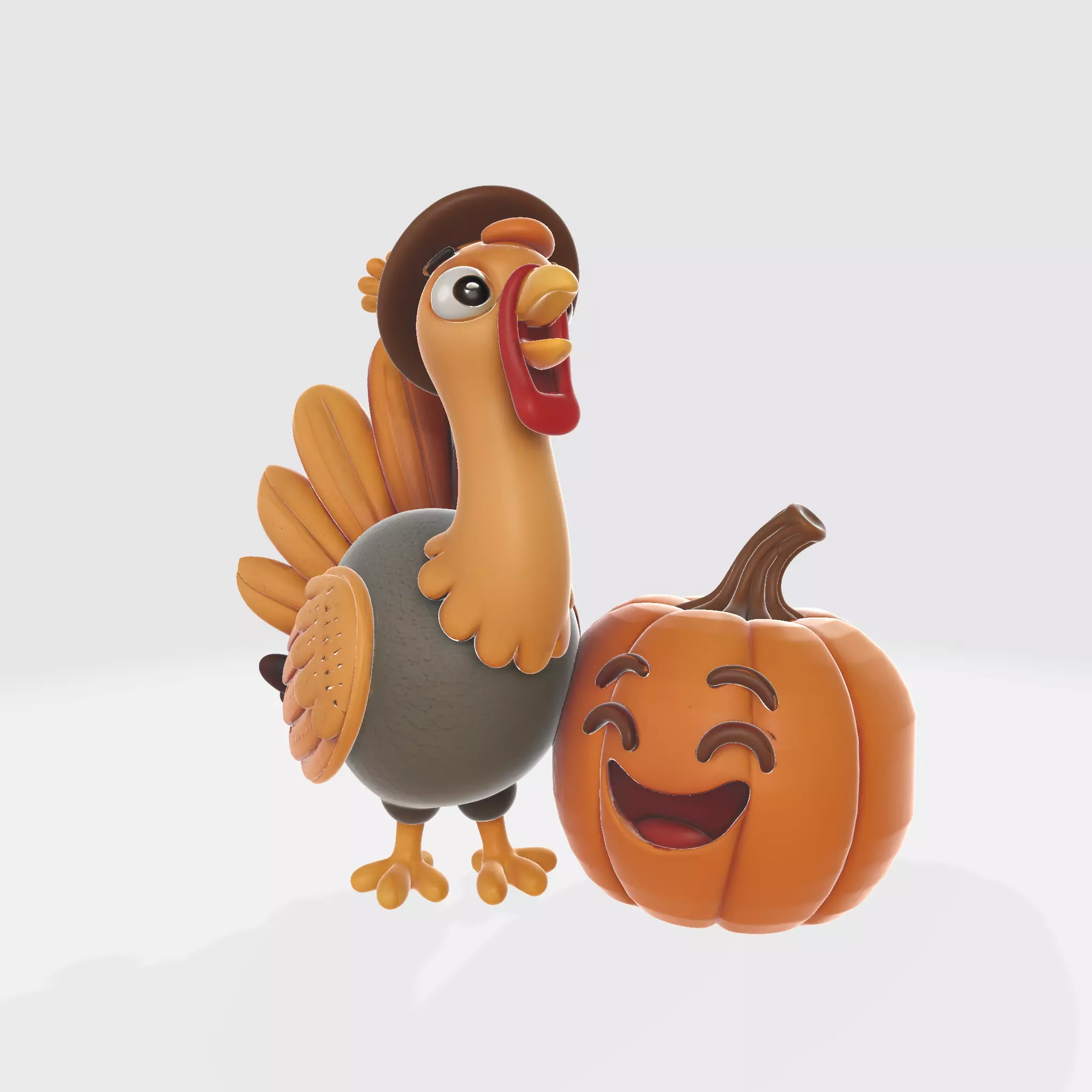 Turkey and Pumpkin Duo 3D print model_1