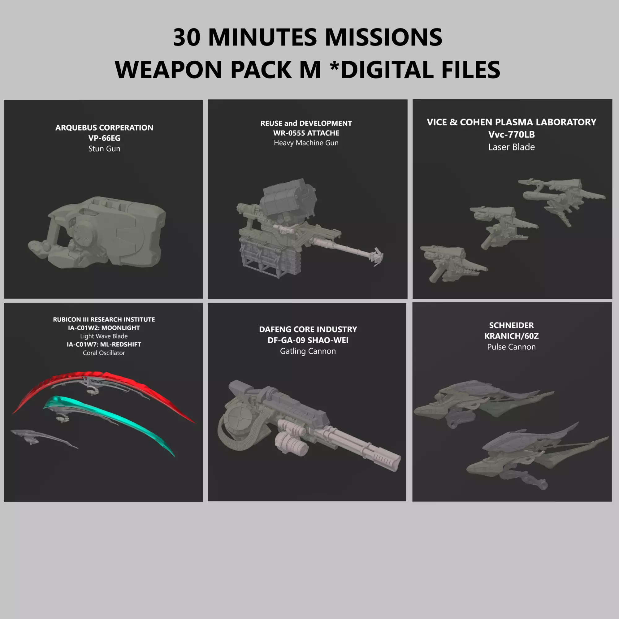 30 Minutes Missions Weapon Pack M Armored Core 6 3D print model