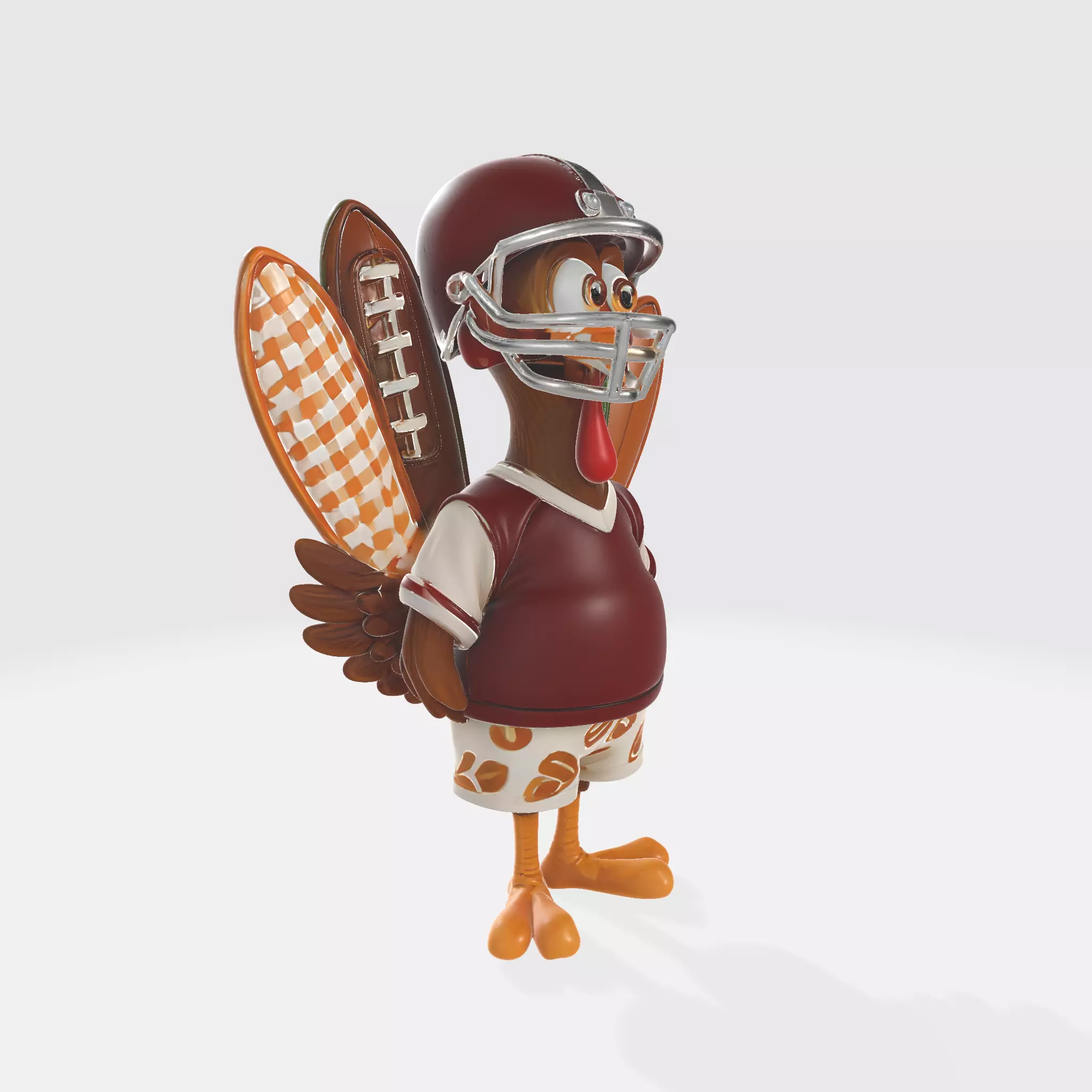 Football Turkey Figurine Thanksgiving Sports Fan Decor 3D print model_4