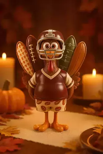 Football Turkey Figurine Thanksgiving Sports Fan Decor