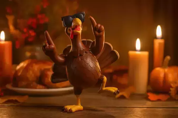 Cool Dancing Turkey with Sunglasses Fun Thanksgiving 3D Printed