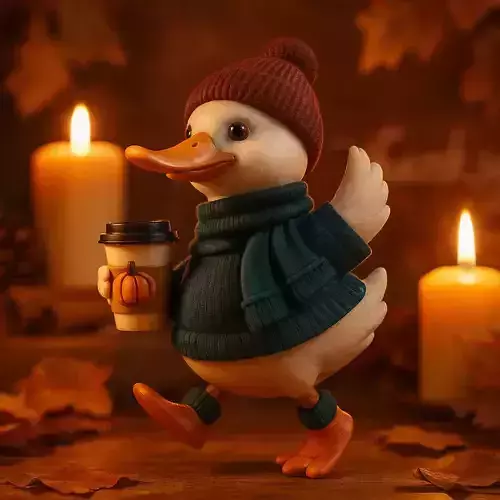 Cute Duck Figurine in Cozy Fall Outfit Thanksgiving Decor  3D print model