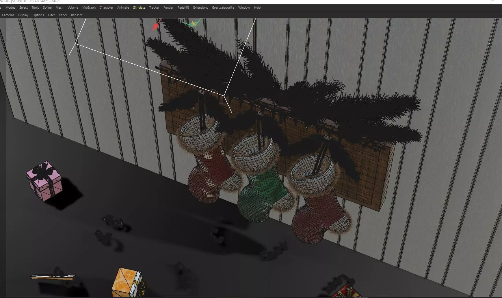 Christmas Stockings Set Low-poly 3D model_4