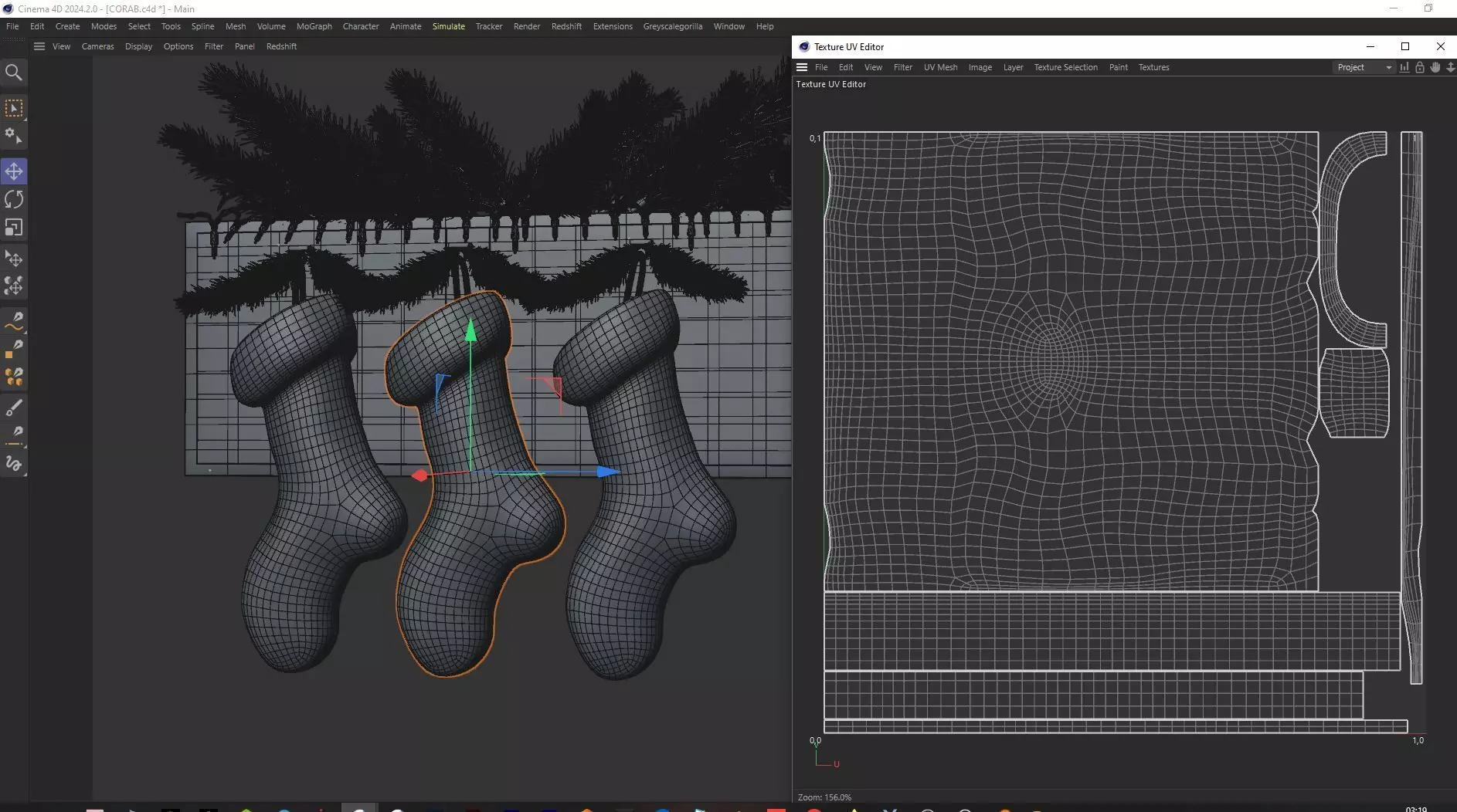 Christmas Stockings Set Low-poly 3D model_9