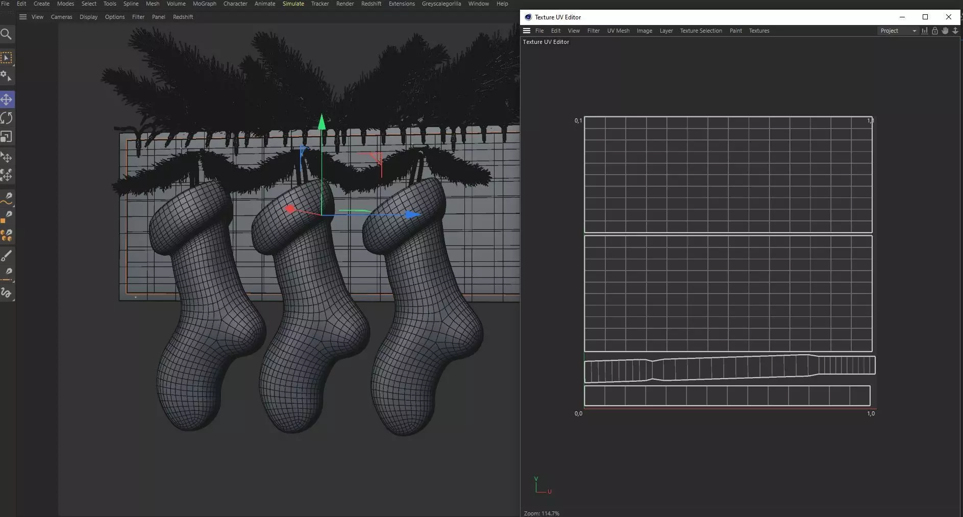 Christmas Stockings Set Low-poly 3D model_10