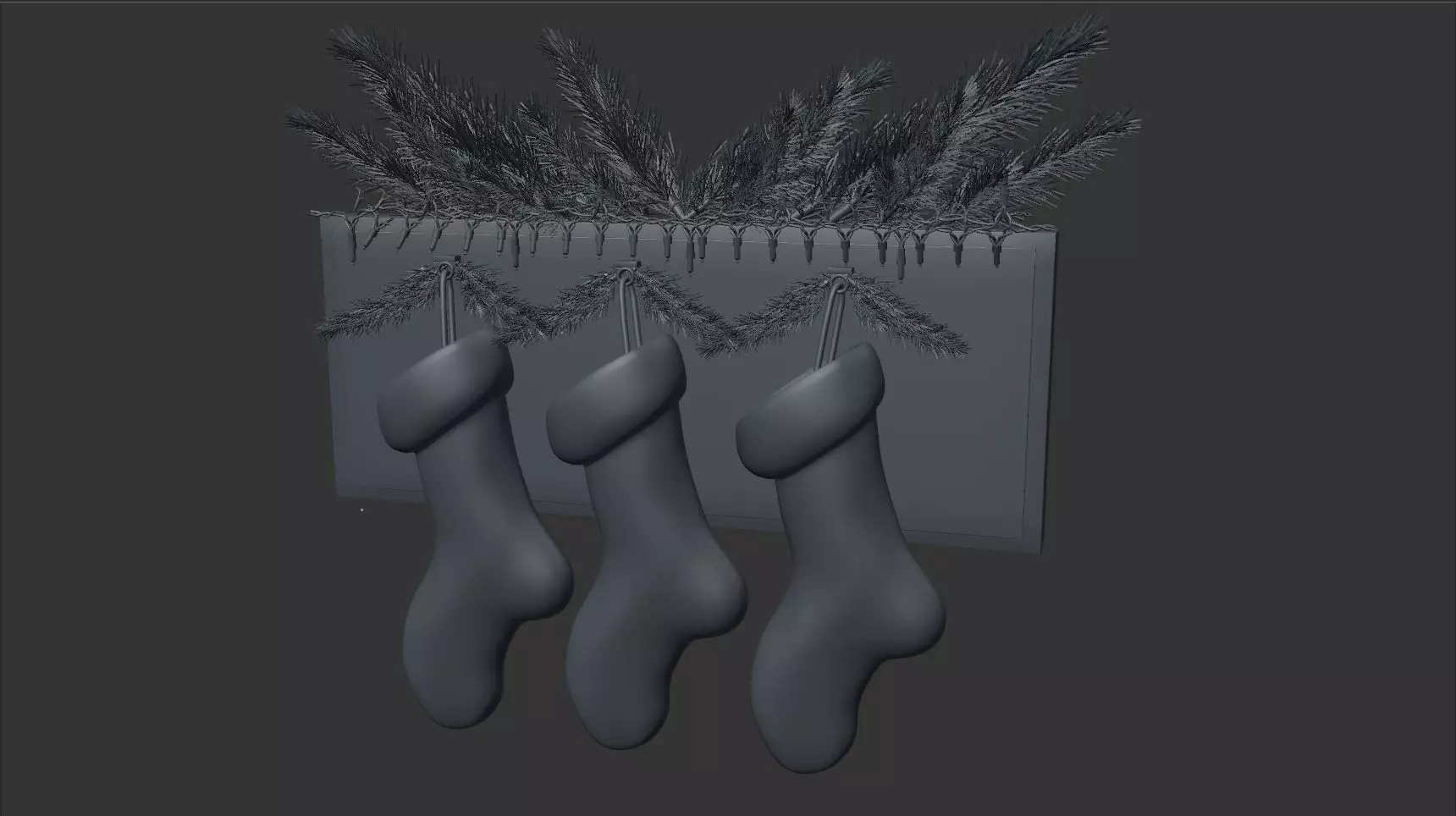 Christmas Stockings Set Low-poly 3D model_8
