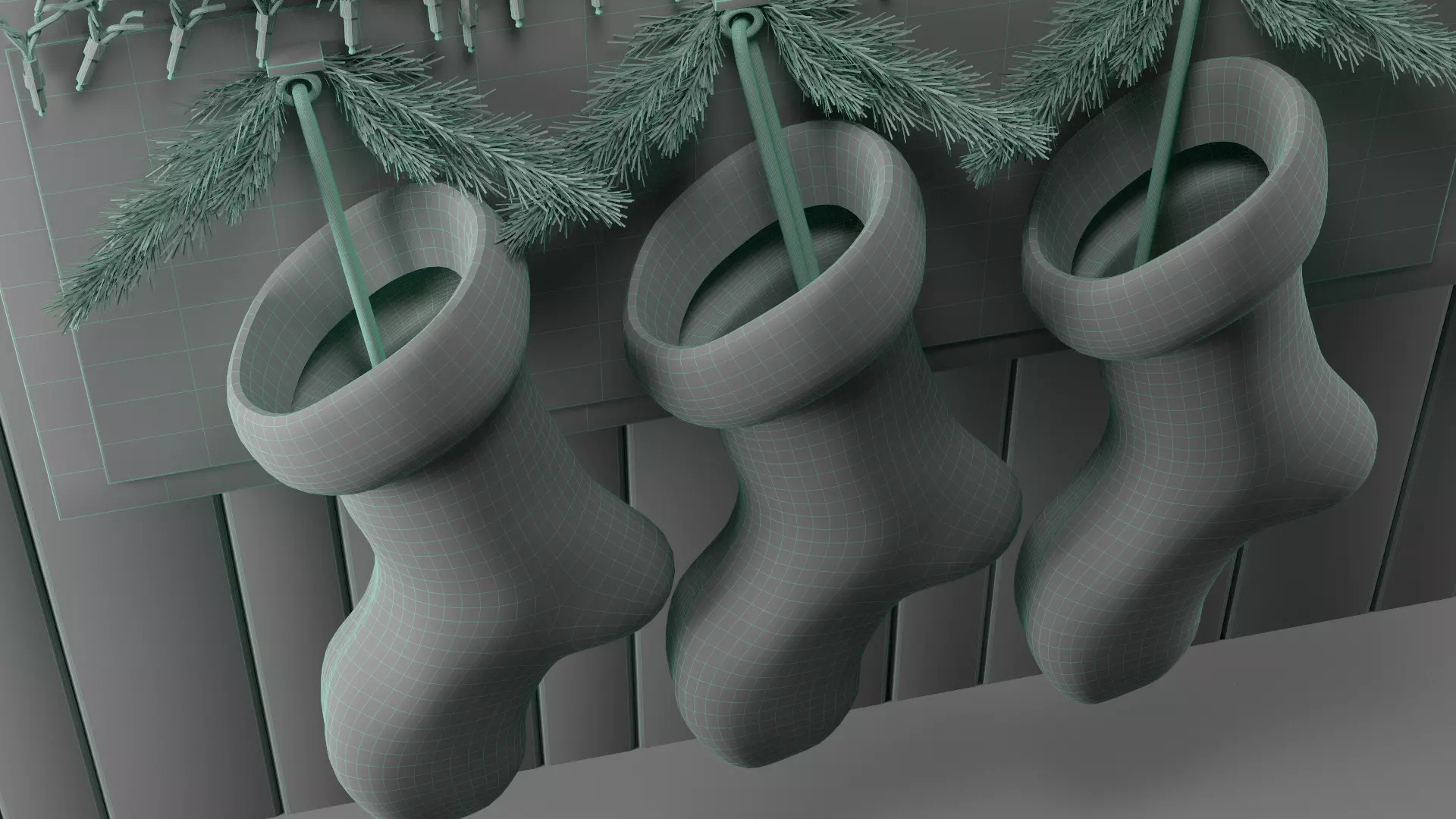 Christmas Stockings Set Low-poly 3D model_12