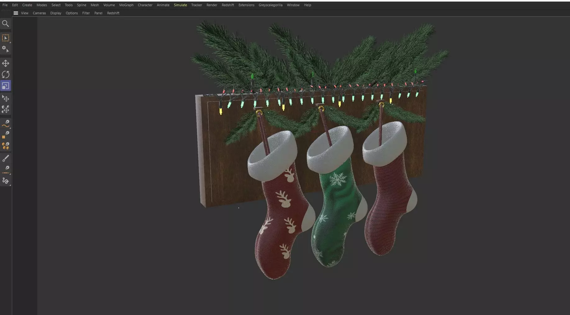 Christmas Stockings Set Low-poly 3D model_5
