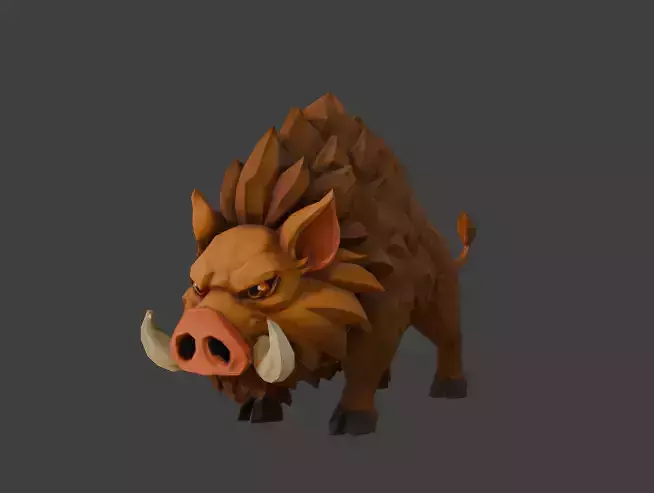 Stylized 3D model of a wild boar -LOW POLY- Low-poly 3D model