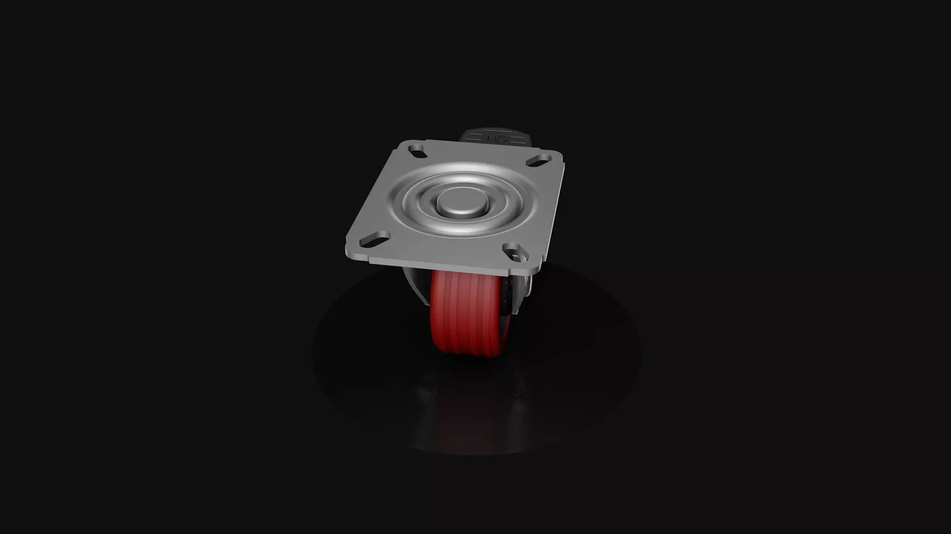 Industrial swivel wheel with brake 3D model_3