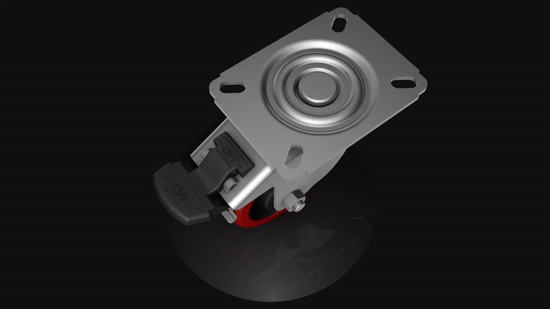 Industrial swivel wheel with brake 3D model_5