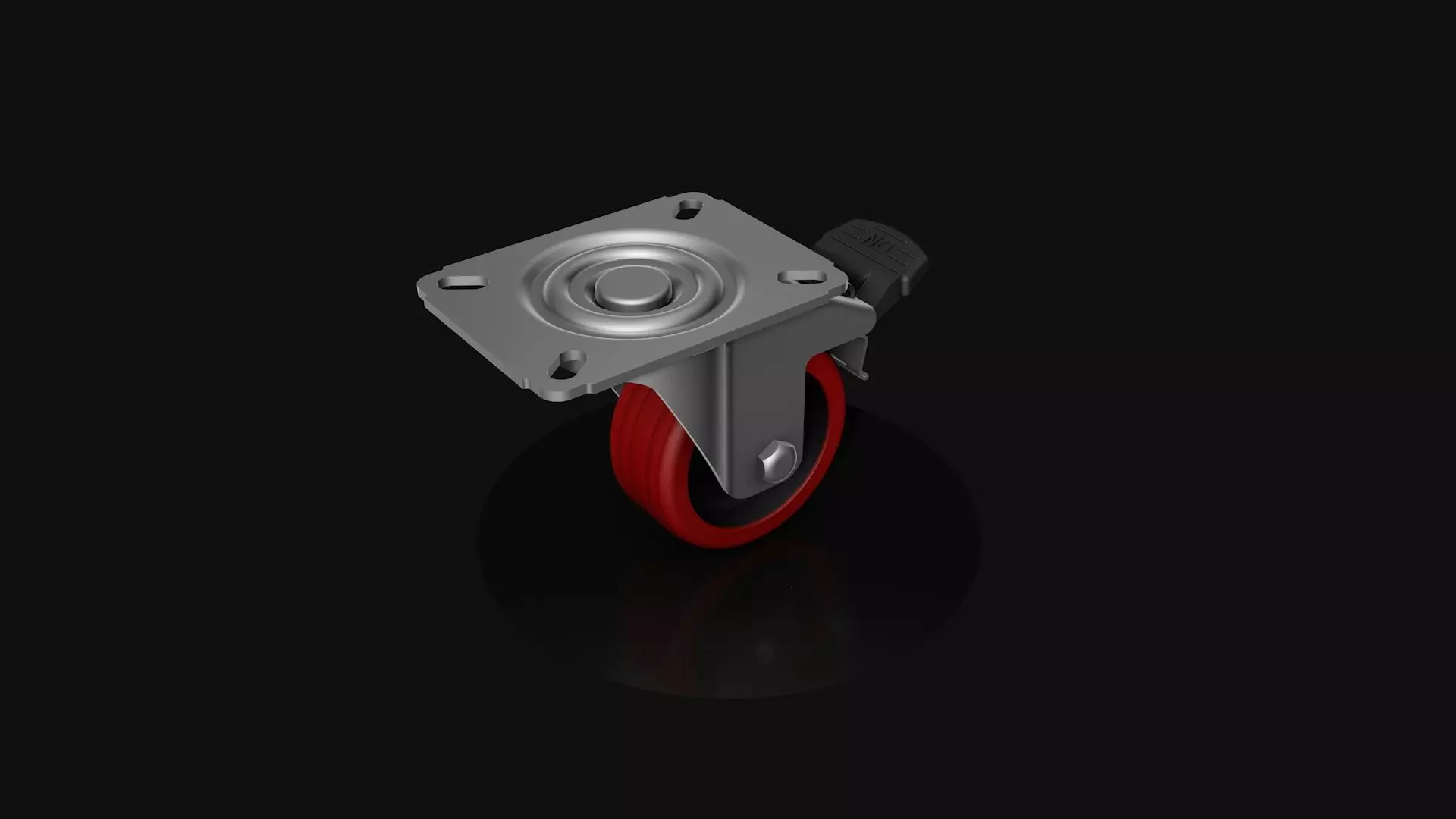 Industrial swivel wheel with brake 3D model_2