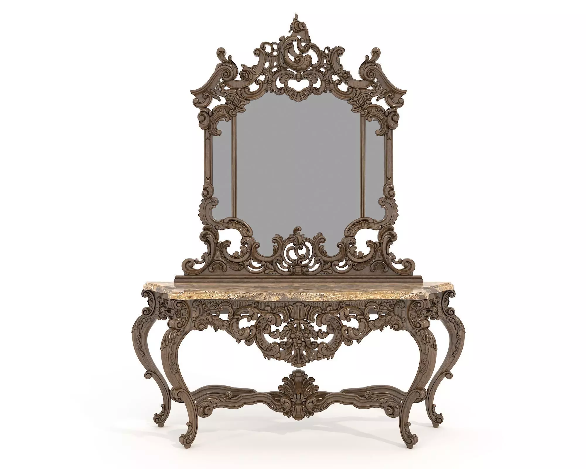 Classic European Style Console Table 3D model_3