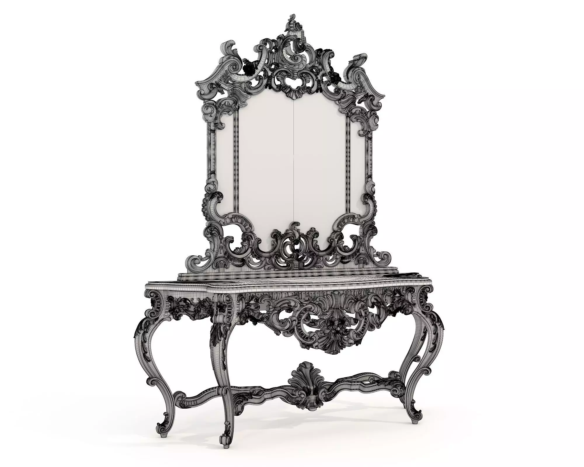 Classic European Style Console Table 3D model_8