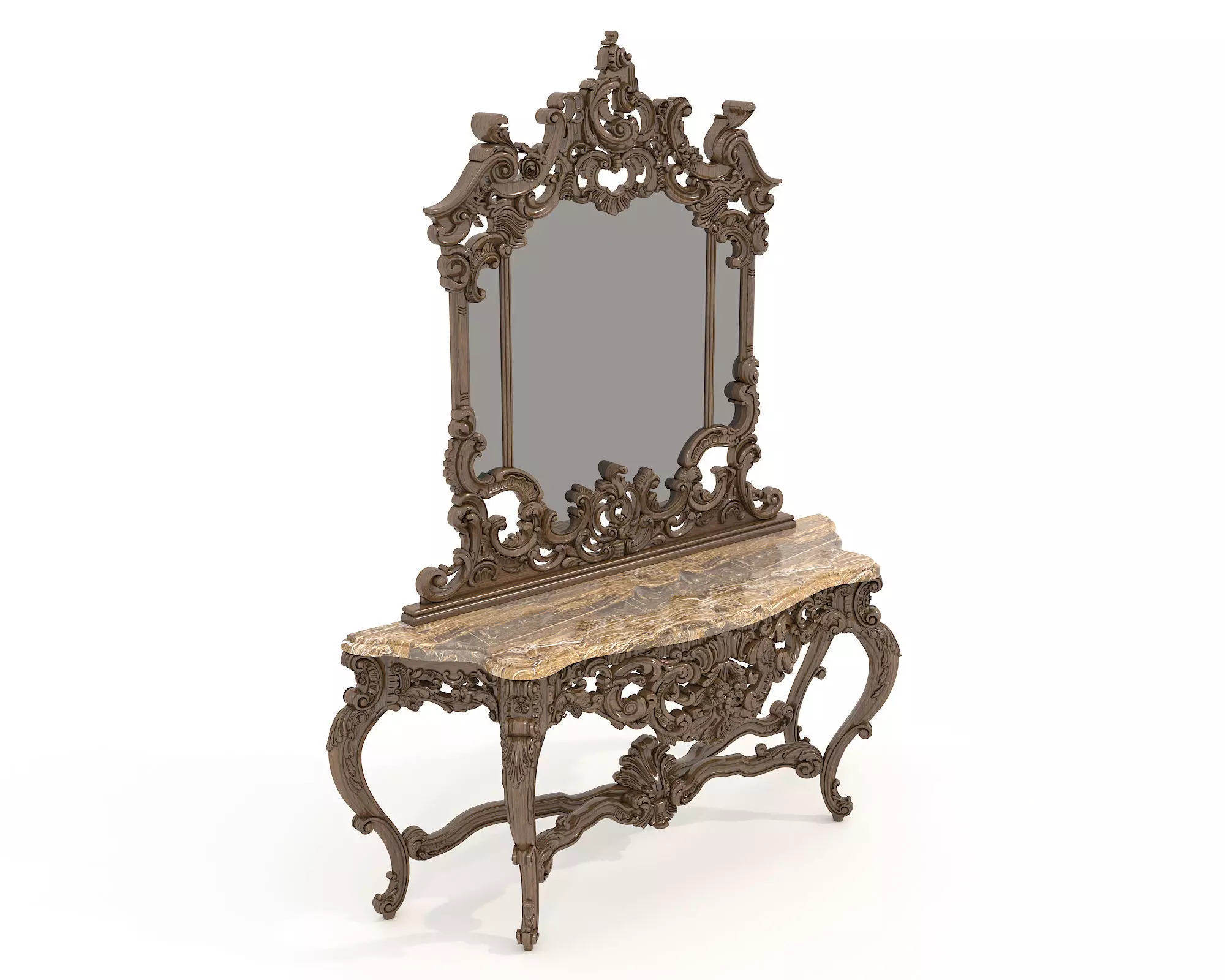 Classic European Style Console Table 3D model_1