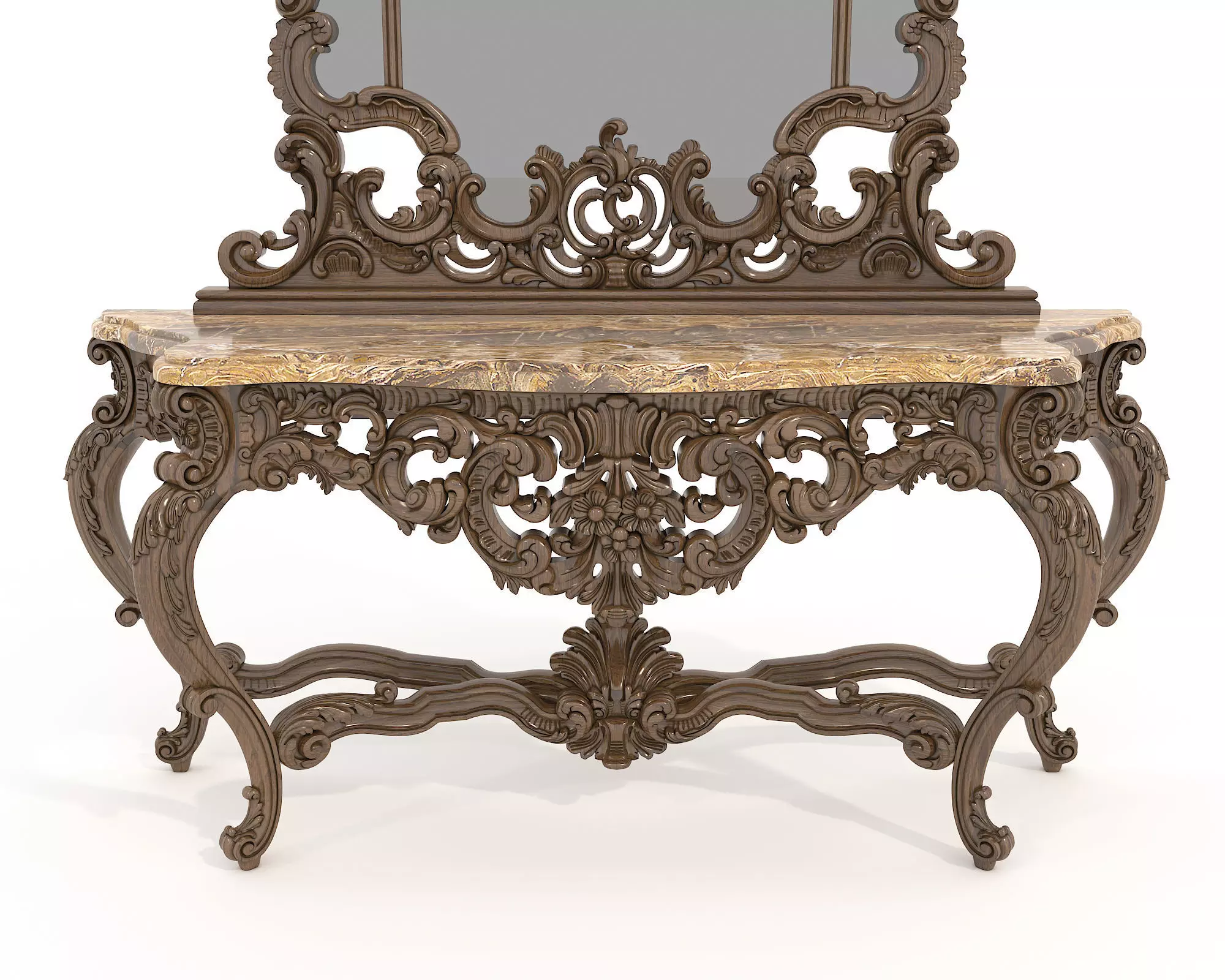 Classic European Style Console Table 3D model_4