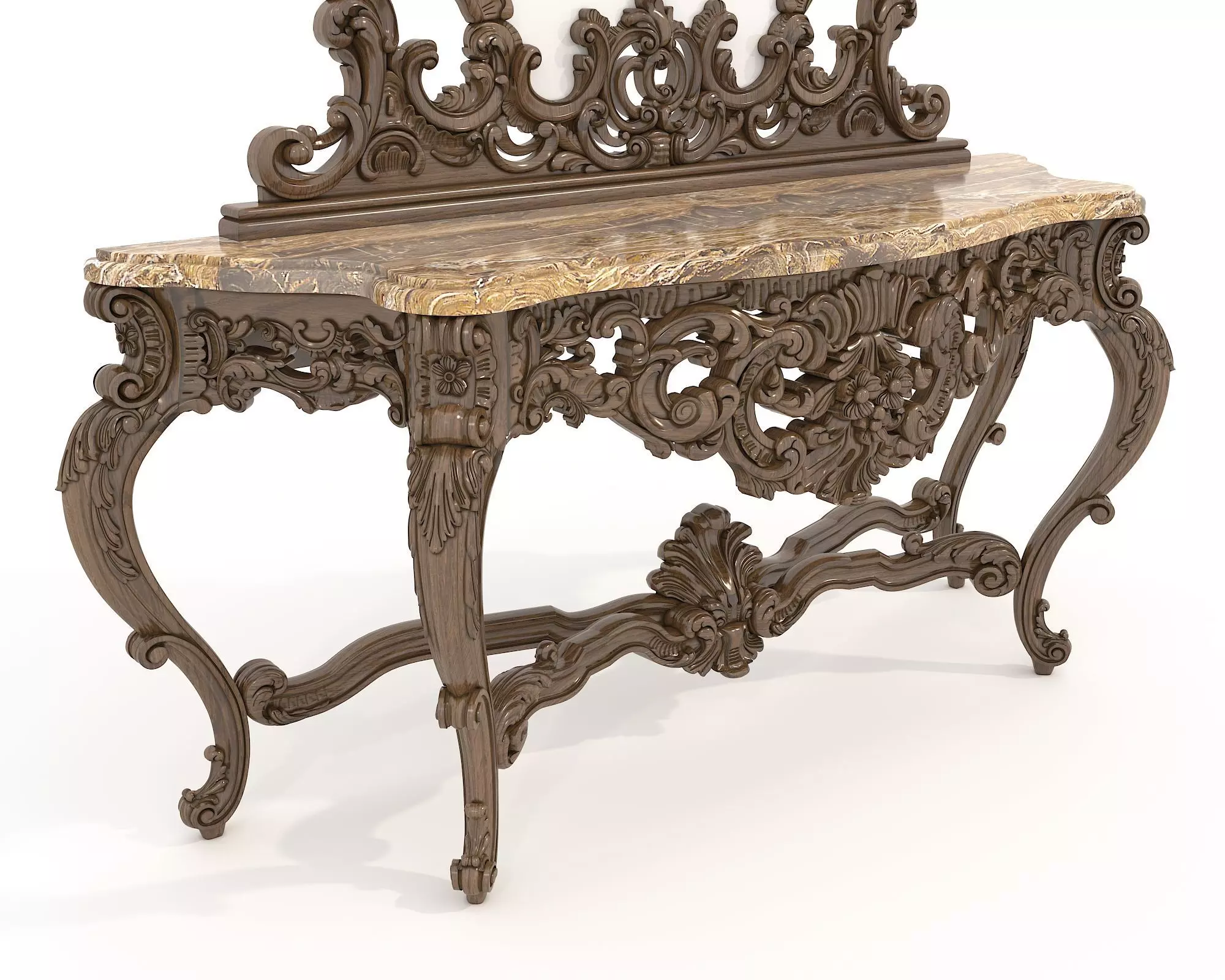 Classic European Style Console Table 3D model_2