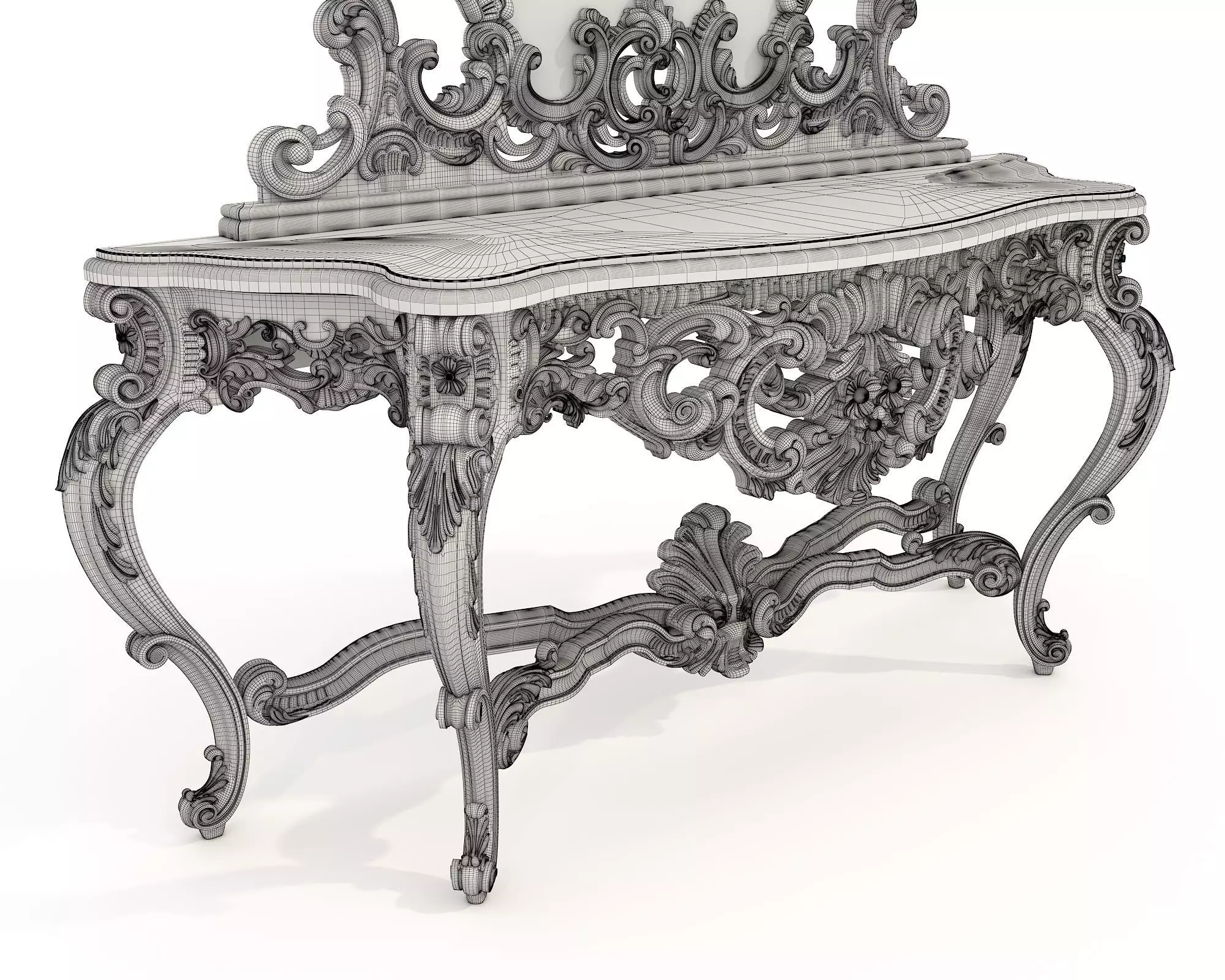 Classic European Style Console Table 3D model_9