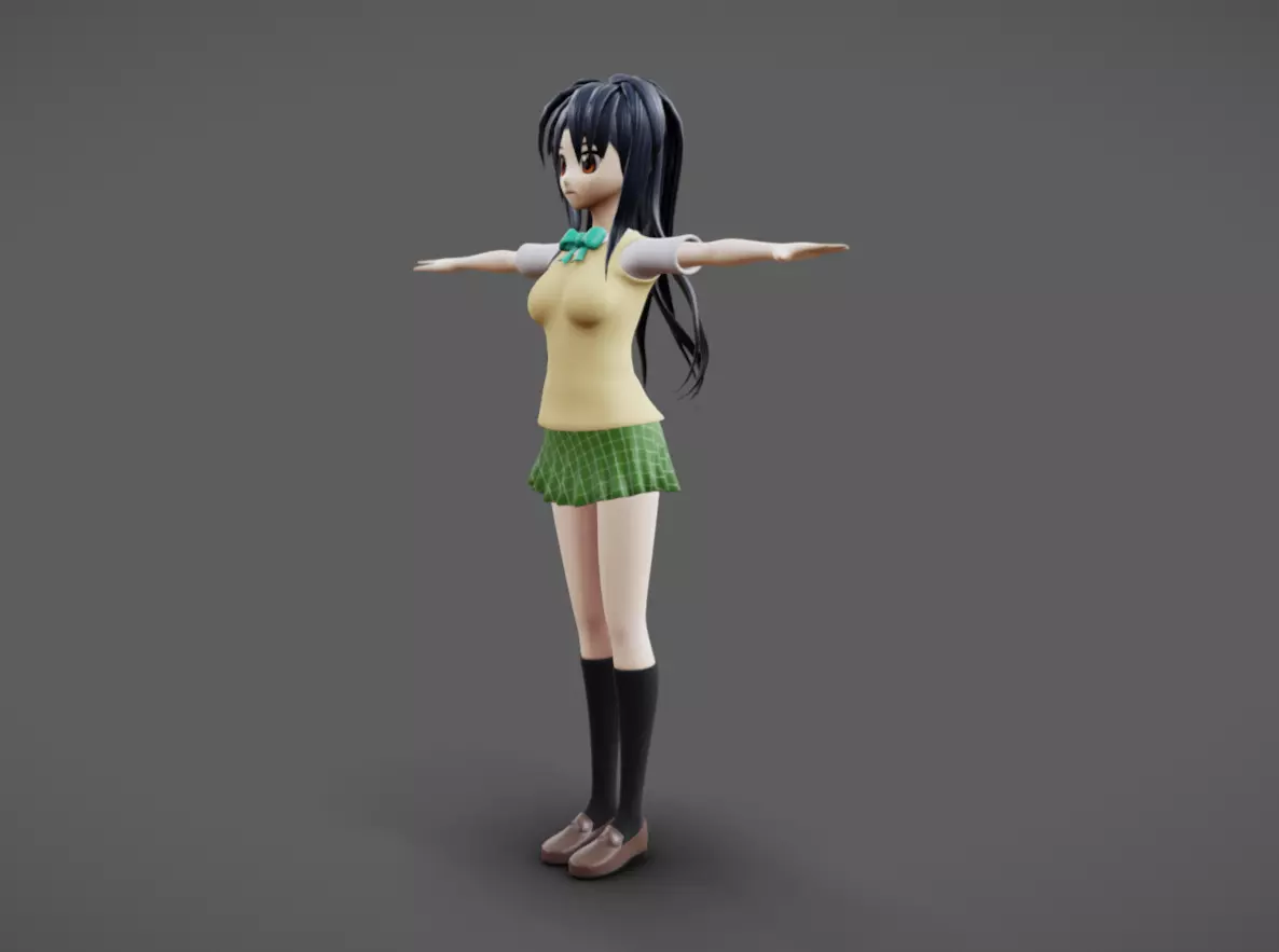 Anime Female 07 - Read Description Low-poly 3D model_5