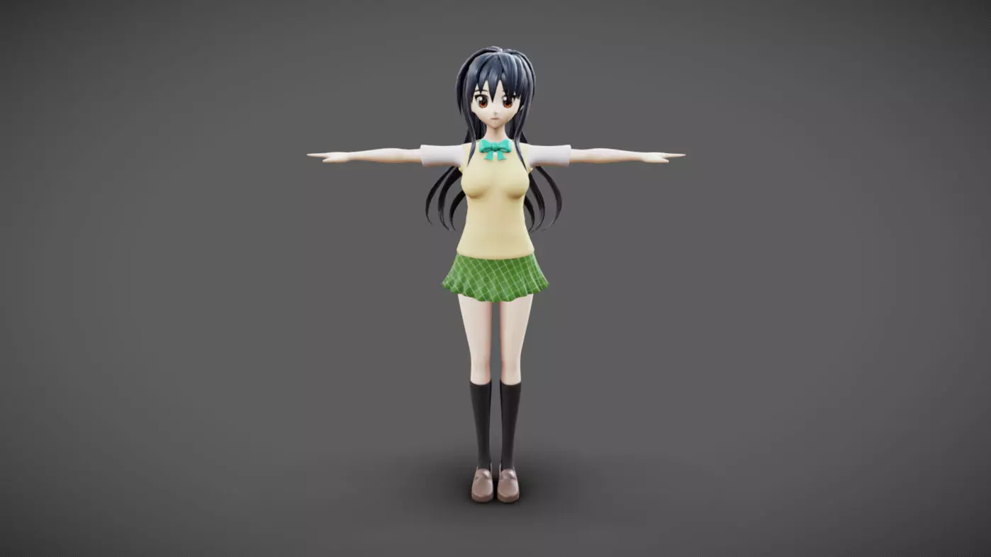 Anime Female 07 - Read Description Low-poly 3D model_0