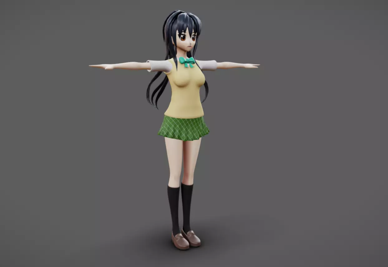 Anime Female 07 - Read Description Low-poly 3D model_1