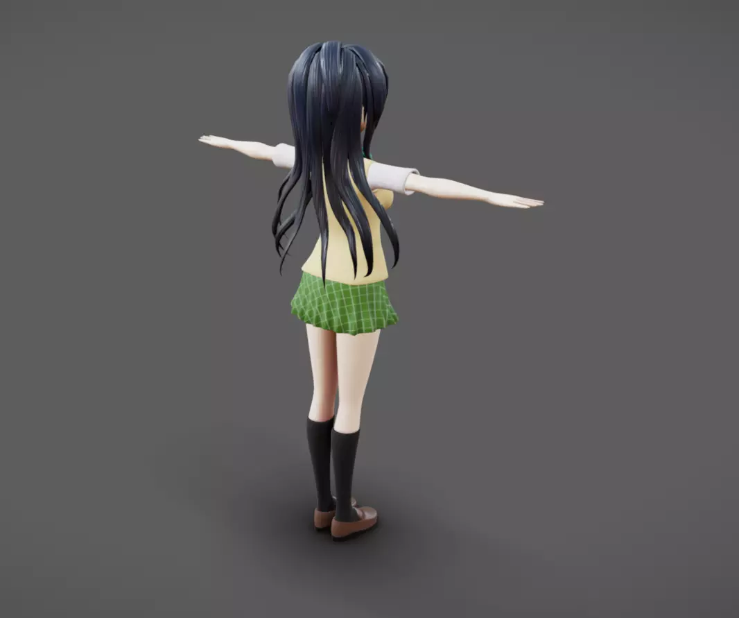 Anime Female 07 - Read Description Low-poly 3D model_3