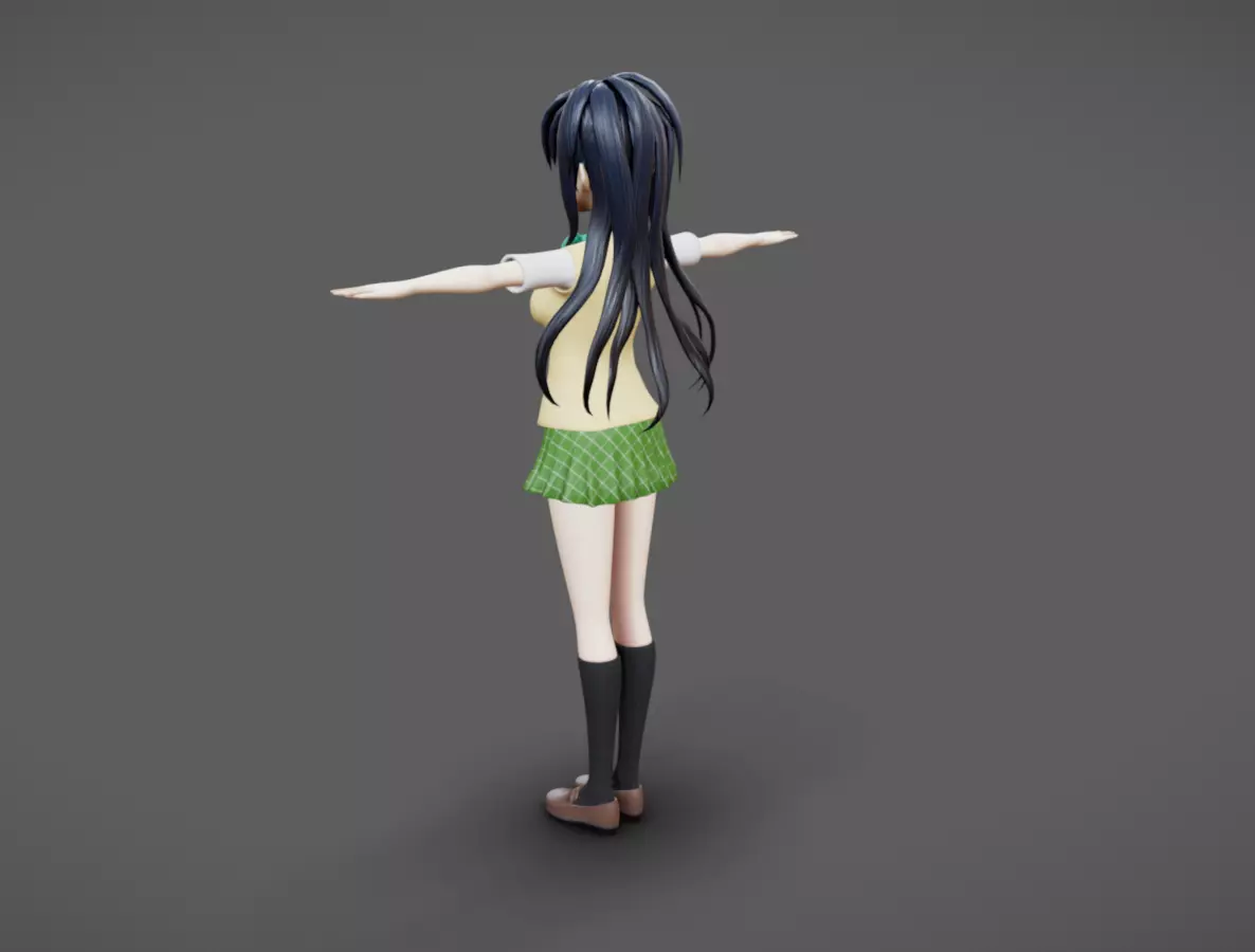 Anime Female 07 - Read Description Low-poly 3D model_4