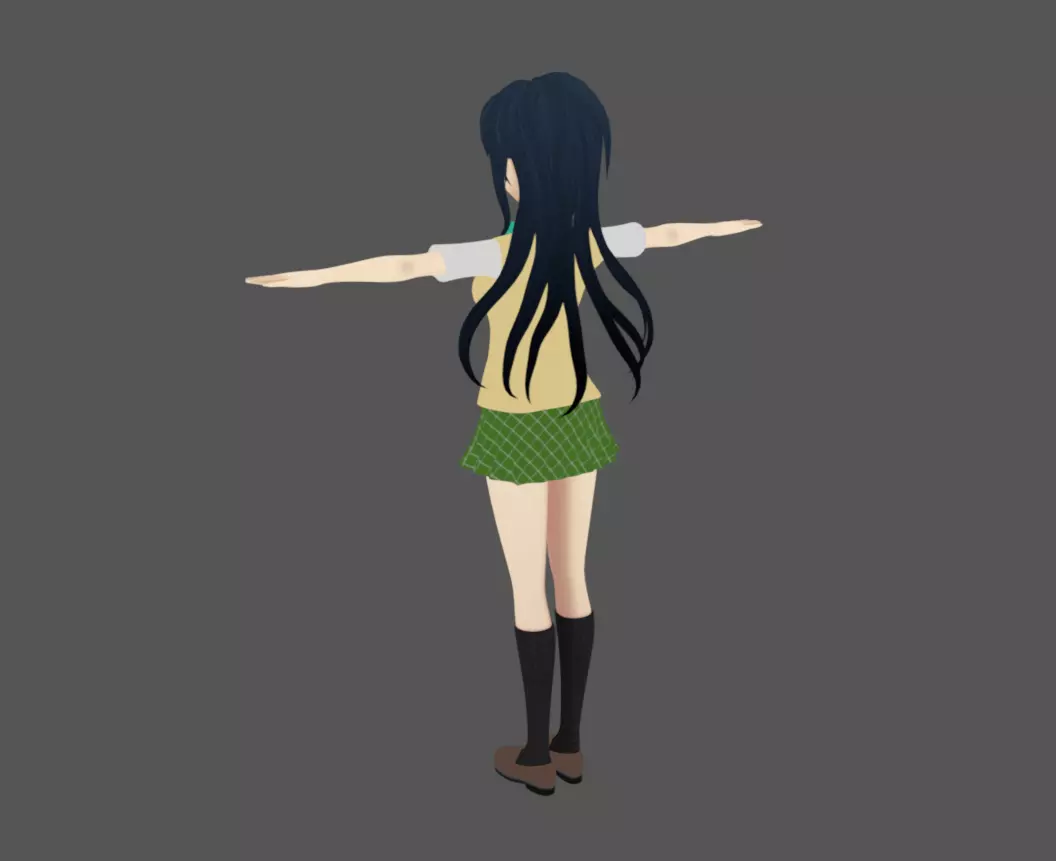 Anime Female 07 - Read Description Low-poly 3D model_9