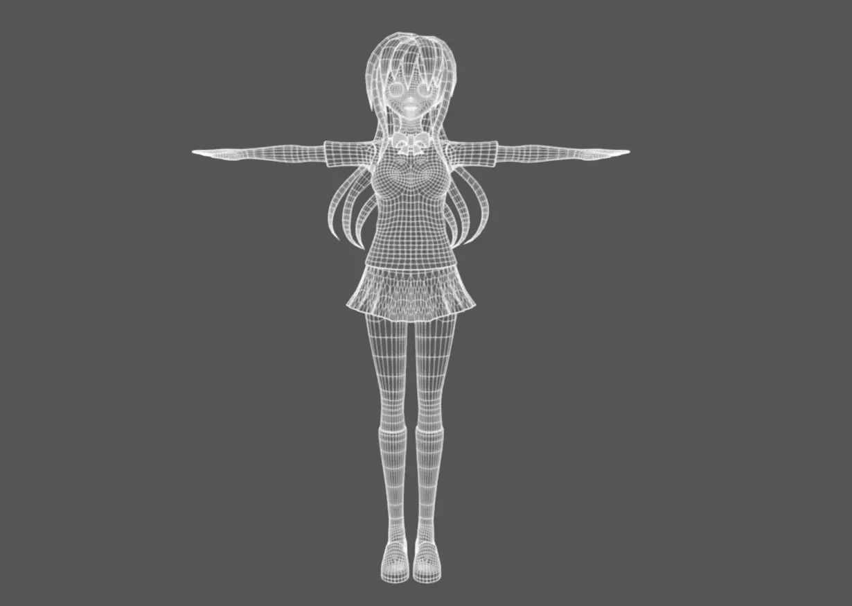 Anime Female 07 - Read Description Low-poly 3D model_12