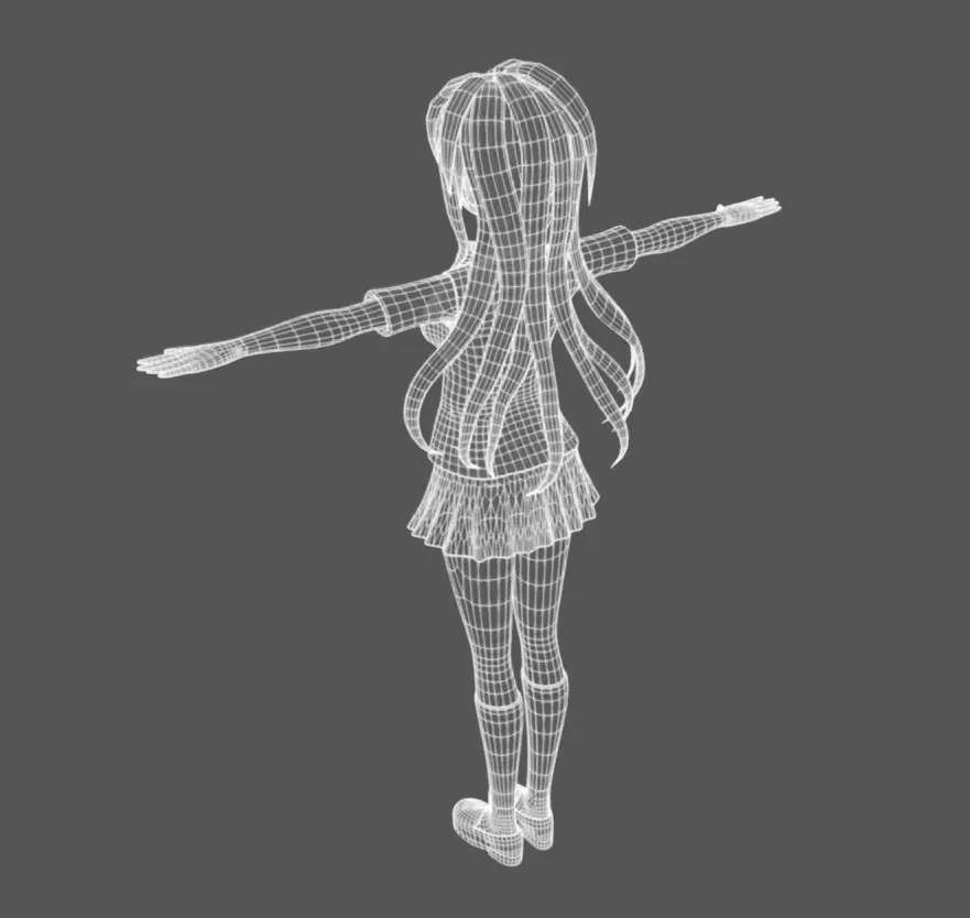 Anime Female 07 - Read Description Low-poly 3D model_13