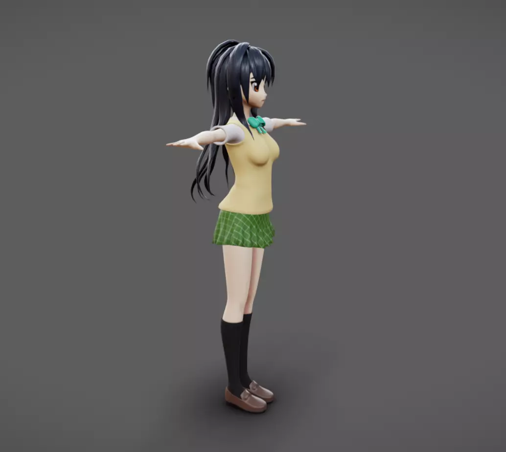 Anime Female 07 - Read Description Low-poly 3D model_2