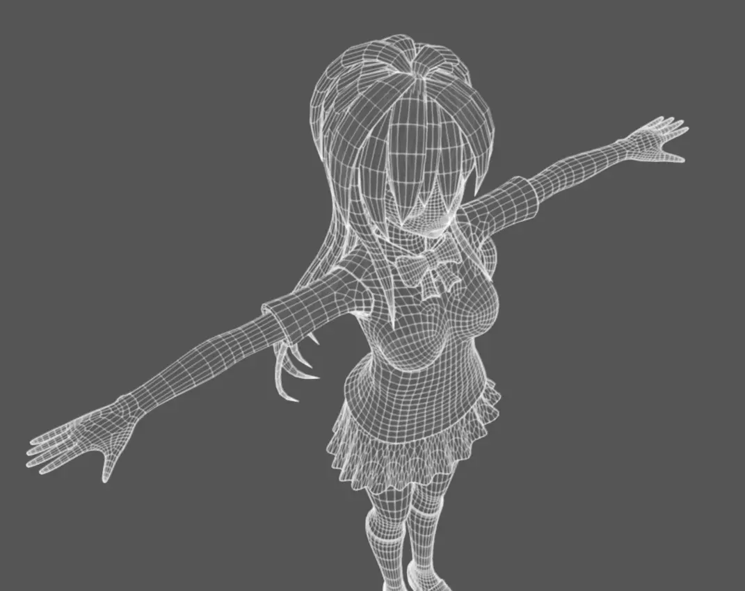 Anime Female 07 - Read Description Low-poly 3D model_14