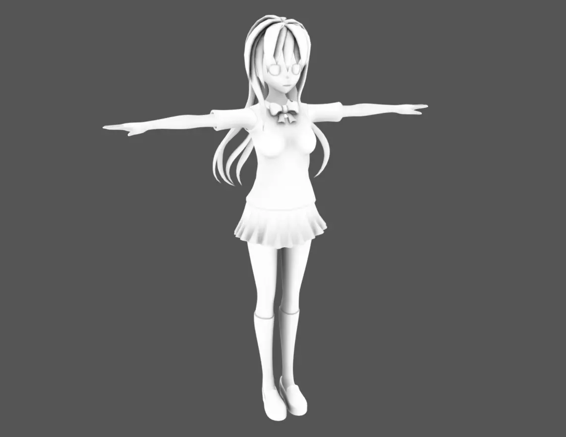 Anime Female 07 - Read Description Low-poly 3D model_10
