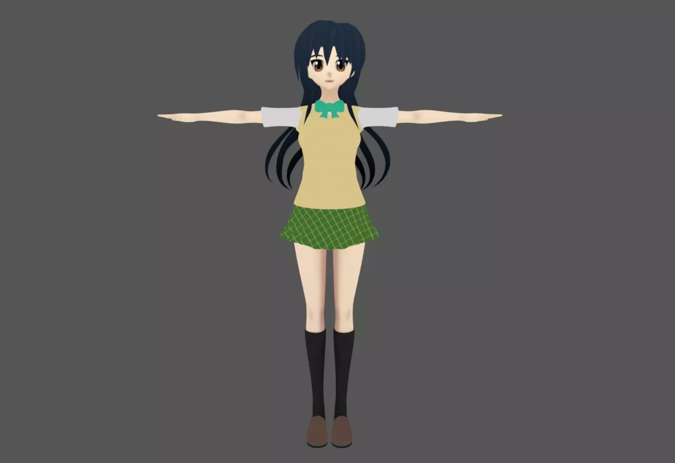 Anime Female 07 - Read Description Low-poly 3D model_7