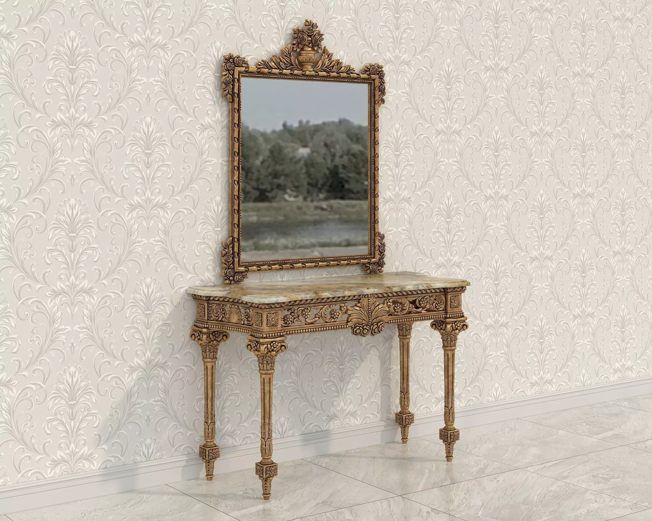 Classic European Style Console Table 7 3D model_0